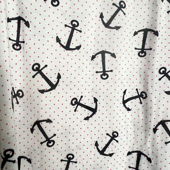 Exist White w/Red Polka Dot & Black Anchors Crew Neck Sleeveless Dress S NWOT - Picture 3 of 4